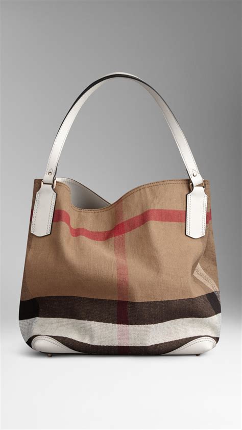 white burberry tote bag|burberry checked canvas tote bag.